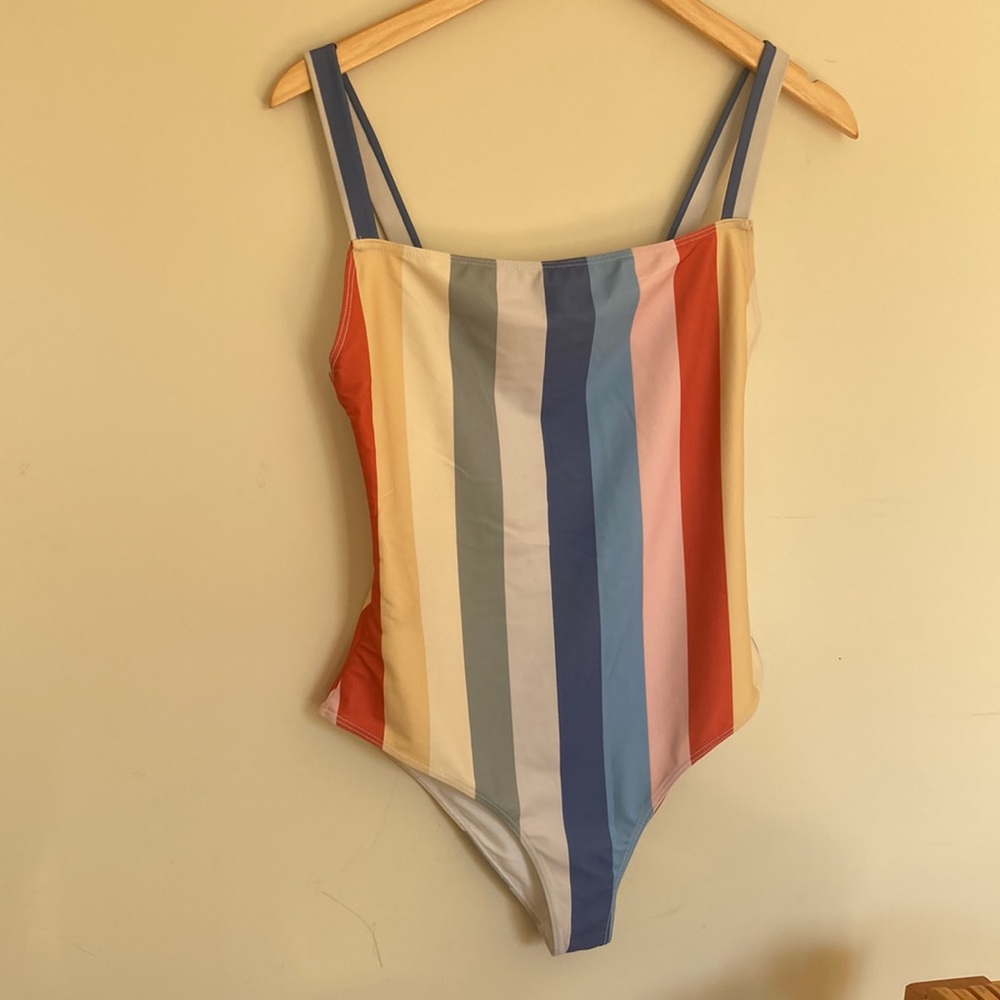 Reformation bathing suit rainbow one piece